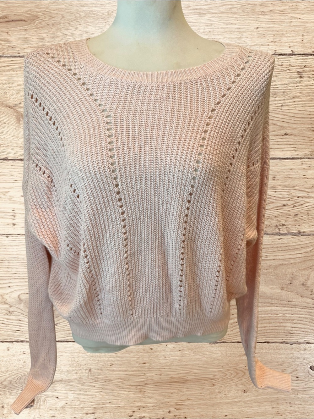 Garage Pink Pointelle Open Knit Sweater P/S Coquette Balletcore Y2K
